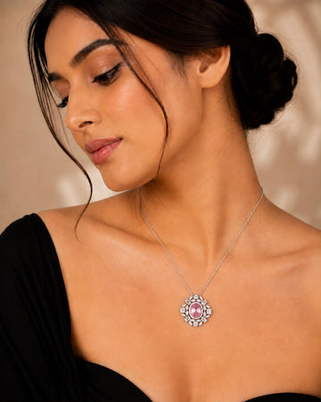 Pink Aurora Halo Set – 925 Silver