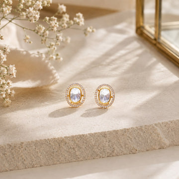 Oval halo studs