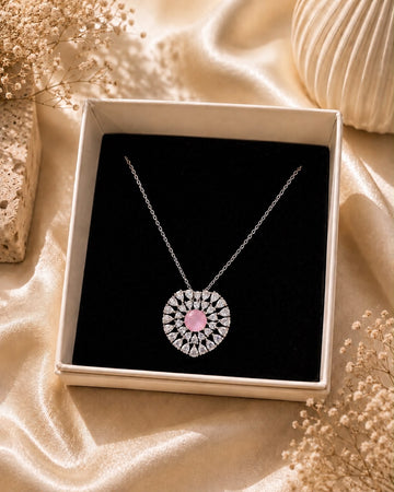 Blush Radiance Halo Pendant Set