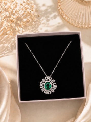 Emerald Sparkle Pendant – 925 Silver