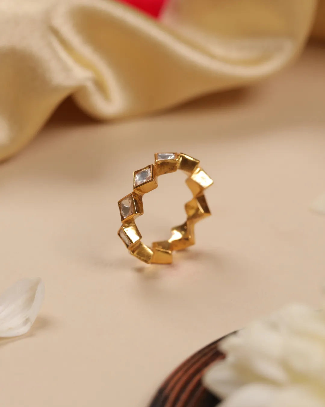 Square Cut Polki Ring
