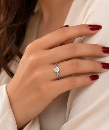 DOUBLE ACCENT SOLITAIRE RING