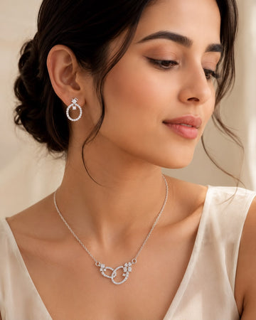 Entwine – 925 Sterling Silver Necklace & Earrings Set