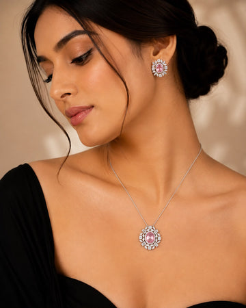Pink Aurora Halo Set – 925 Sterling Silver